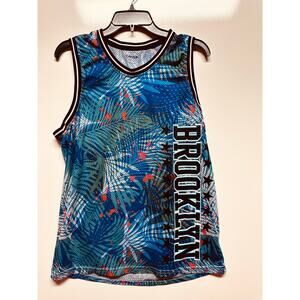 Carbon Men's Blue Black Red Jungle Athletic Mesh Brooklyn Jersey Tank Top Size M